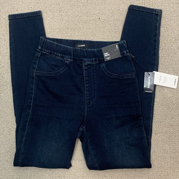 Express High Waisted Super-Soft Knit Dark Wash Pull On Skinny Jean- S- NWT - Picture 5 of 14